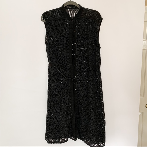 All Saints Glesni Waist Embroidered Black Dress - Picture 2 of 7
